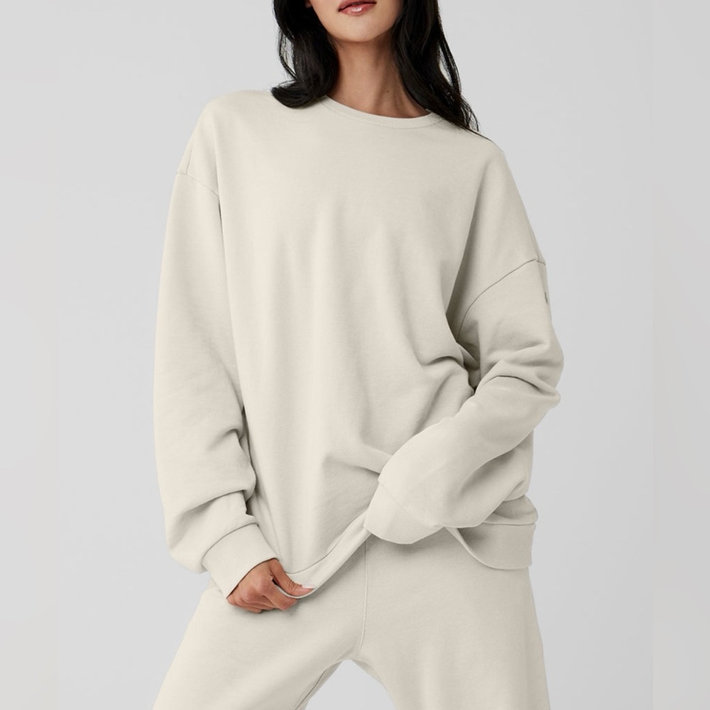 Alo Yoga Chill Crew Neck Pullover - Bone, Small